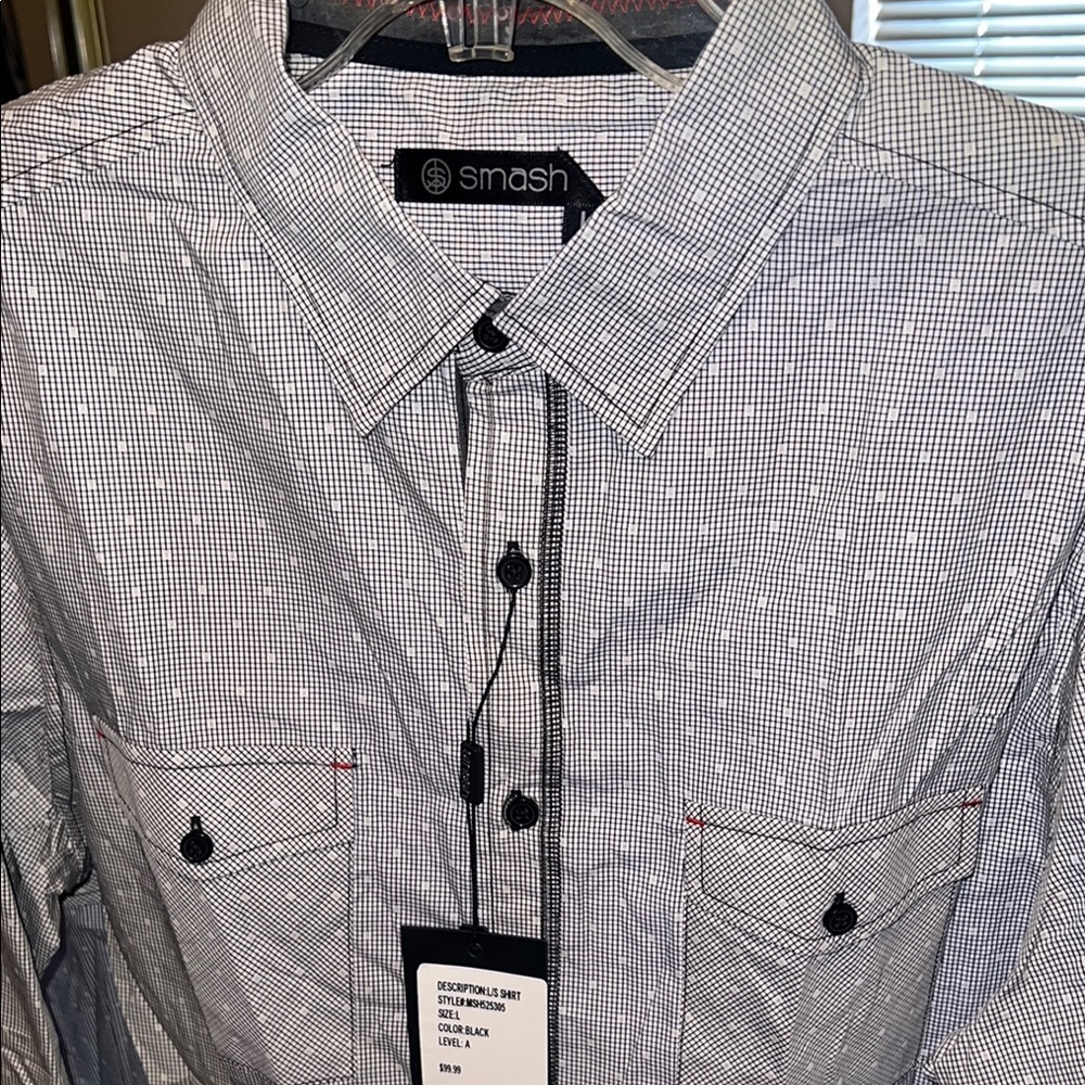 Men's Black and White Checkered Shirt